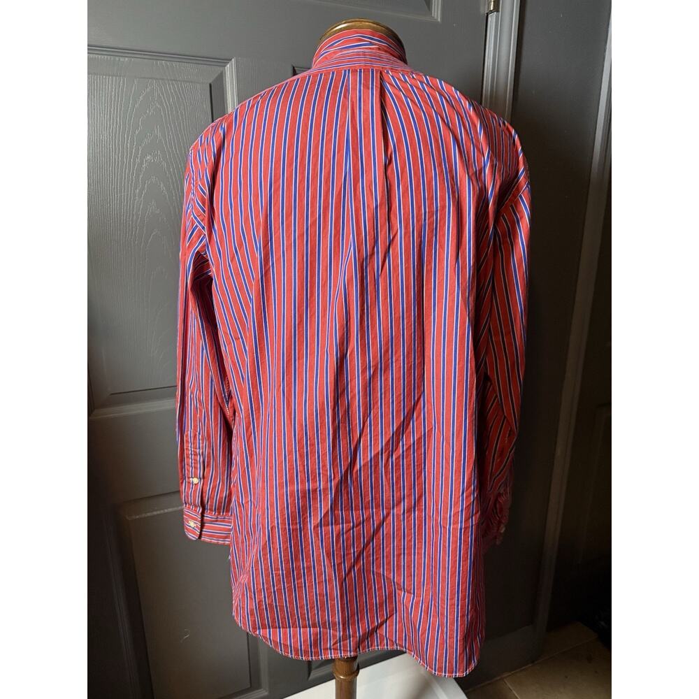 Ralph Lauren Button Down Shirt Mens Large Red Striped RL Classic Fit Cotton - Picture 2 of 7